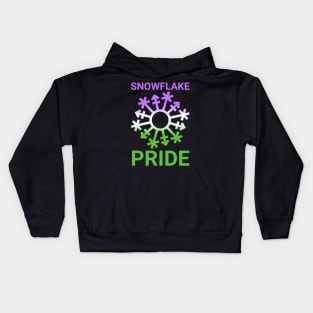 Snowflake Pride - genderqueer flag colors Kids Hoodie